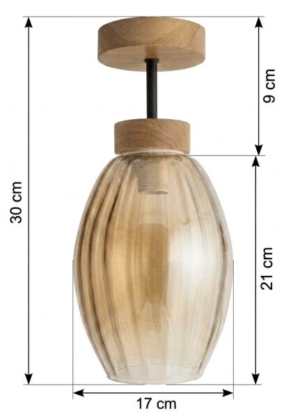 BRILAGI - LED Přisazený lustr R GLASS 1xE27/60W/230V pr. 17cm dub/kouřová béžová