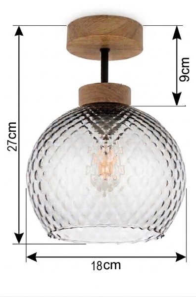 BRILAGI - LED Přisazený lustr R GLASS 1xE27/60W/230V pr. 18 cm dub/kouřová šedá