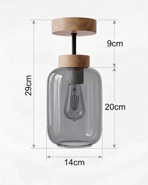 BRILAGI - LED Přisazený lustr R GLASS 1xE27/60W/230V pr. 14 cm dub/kouř šedá