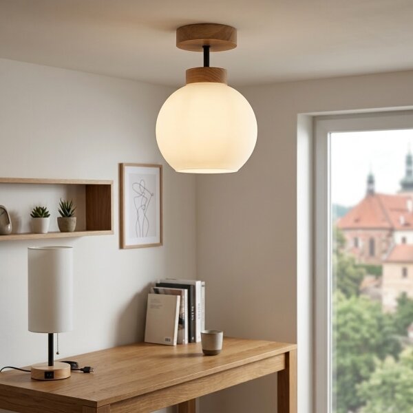 BRILAGI - LED Přisazený lustr RETRO GLASS 1xE27/60W/230V pr. 15 cm dub/bílá