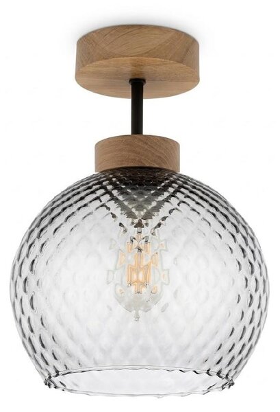 BRILAGI - LED Přisazený lustr R GLASS 1xE27/60W/230V pr. 18 cm dub/kouřová šedá