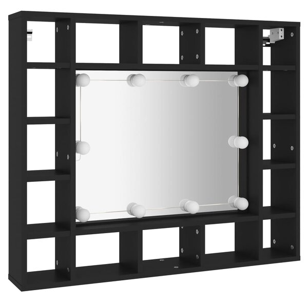 Zrcadlová skříňka s LED osvětlením BestBerg 833496 / 91 x 76,5 x 15 cm / černá