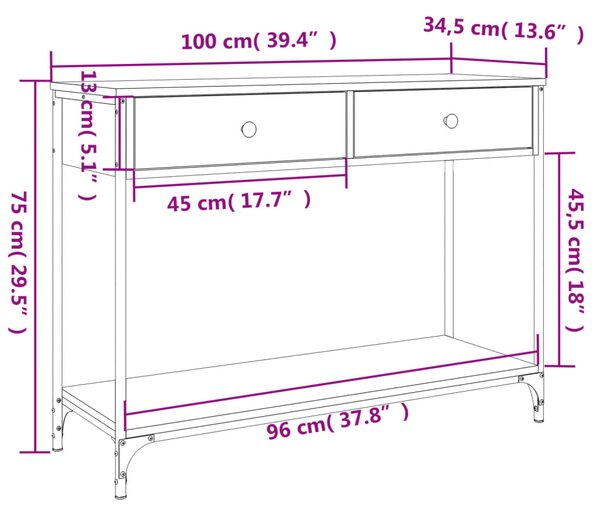 Konzolový stolek BestBerg 834170 / 100 x 34,5 x 75 cm / černá