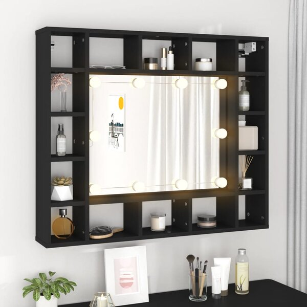 Zrcadlová skříňka s LED osvětlením BestBerg 833496 / 91 x 76,5 x 15 cm / černá