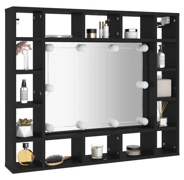 Zrcadlová skříňka s LED osvětlením BestBerg 833496 / 91 x 76,5 x 15 cm / černá