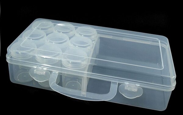 Multifunkční Plastový Box/Zásobník - Rozměry 13x26x6 cm, s Dózičkami - transparent