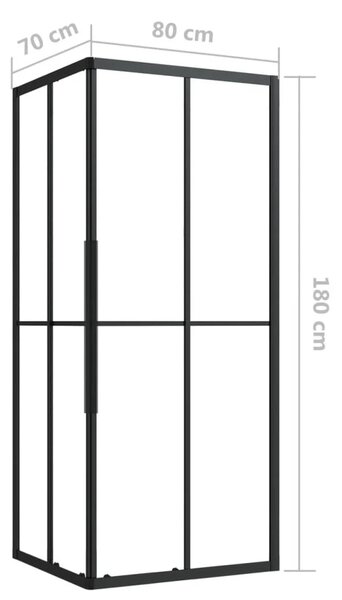 Sprchová zástěna BestBerg 150773 / 80 × 70 × 180 cm / černá/transparentní