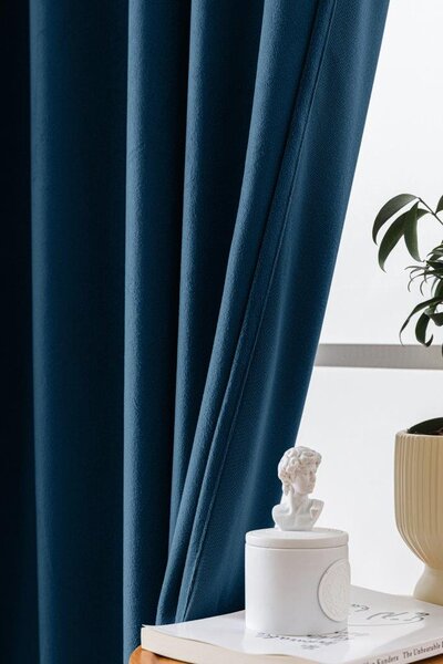 Petrolejový zatemňovací závěs VELVET 140x270 cm Zavěšení: Řasící páska