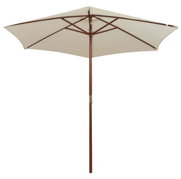 Slunečník 270 x 270 cm s dřevěnou tyčí krémově bílý