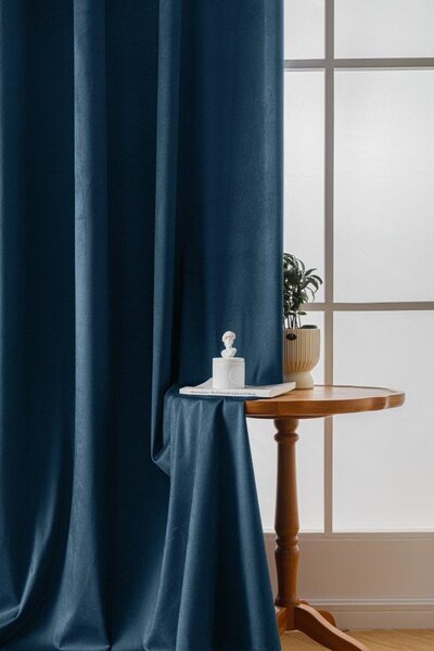 Petrolejový zatemňovací závěs VELVET 140x270 cm Zavěšení: Řasící páska