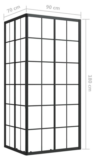 Sprchová zástěna BestBerg 150771 / 90 × 70 × 180 cm / černá/transparentní