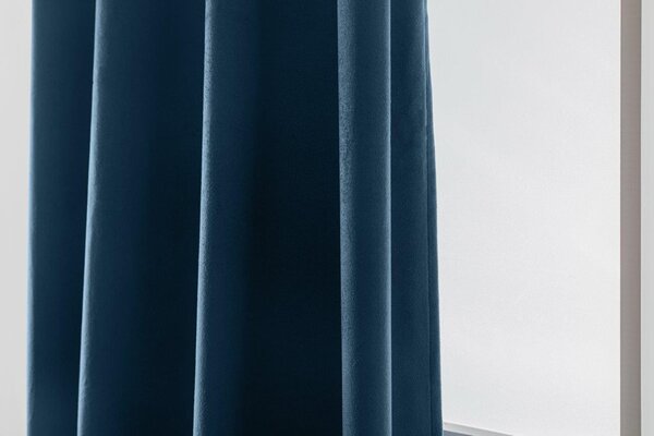 Petrolejový zatemňovací závěs VELVET 140x270 cm Zavěšení: Řasící páska