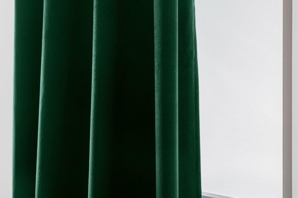 Tmavě zelený zatemňovací závěs VELVET 140x270 cm Zavěšení: Řasící páska