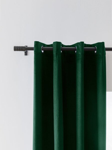 Tmavě zelený zatemňovací závěs VELVET 140x270 cm Zavěšení: Řasící páska
