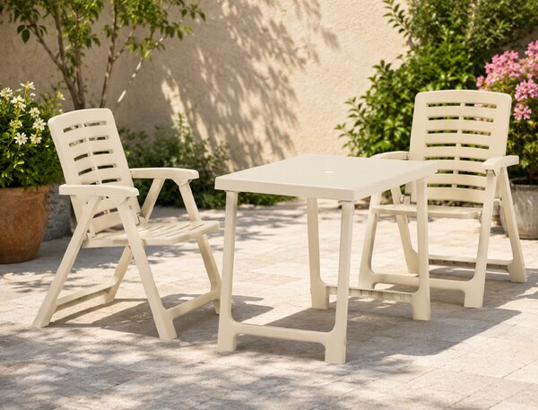 3dílný zahradní set BestBerg 315833 / plast / bílá