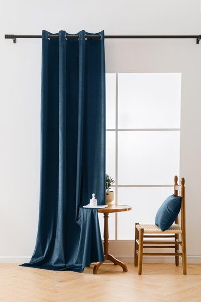 Petrolejový zatemňovací závěs VELVET 140x270 cm Zavěšení: Řasící páska