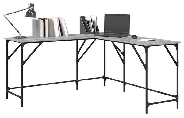 Rohový psací stůl BestBerg 837585 / 149 x 149 x 75 cm / šedý dub sonoma