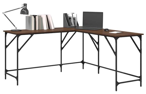 Rohový psací stůl BestBerg 837586 / 149 x 149 x 75 cm / hnědý dub