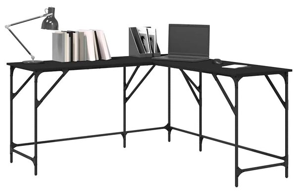 Rohový psací stůl BestBerg 837582 / 149 x 149 x 75 cm / černá