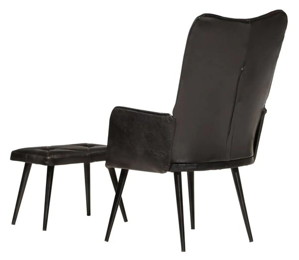 Kožené křeslo s taburetem BestBerg 339666 / černá
