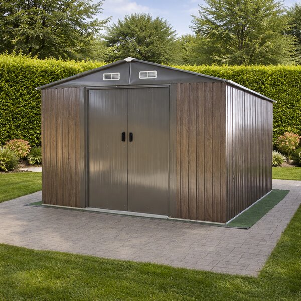 Zahradní domek BestBerg BBSH-1208WT / 10,1 m² / 389 x 260 x 202 cm / dekor tmavé dřevo/taupe