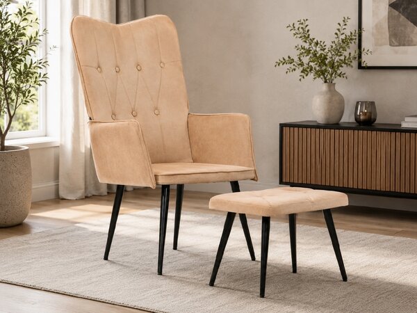 Křeslo s taburetem BestBerg 339667 / krémová