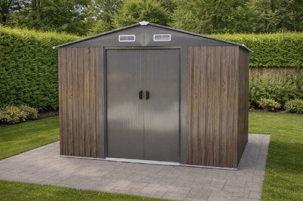 Zahradní domek BestBerg BBSH-1208WT / 10,1 m² / 389 x 260 x 202 cm / dekor tmavé dřevo/taupe