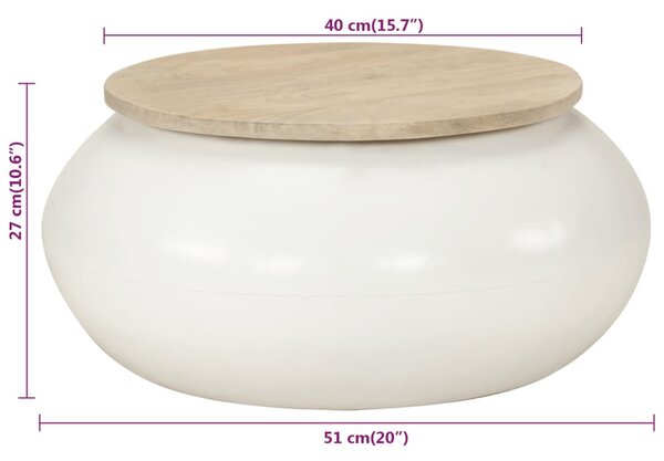 Konferenční stolek BestBerg 352052 / 51 x 51 x 27 cm / bílá/dřevo