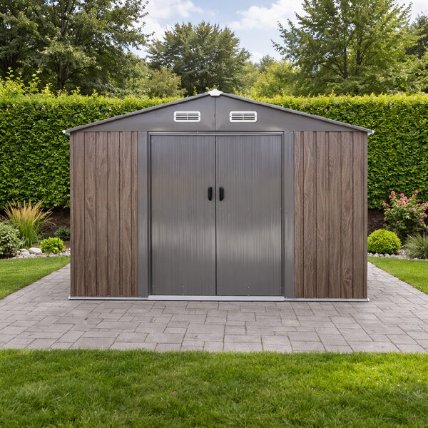 Zahradní domek BestBerg BBSH-1208WT / 10,1 m² / 389 x 260 x 202 cm / dekor tmavé dřevo/taupe