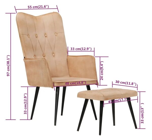 Křeslo s taburetem BestBerg 339667 / krémová