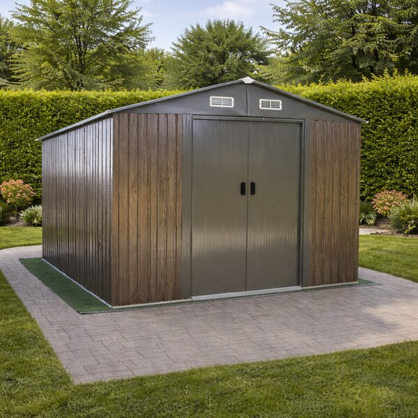Zahradní domek BestBerg BBSH-1208WT / 10,1 m² / 389 x 260 x 202 cm / dekor tmavé dřevo/taupe