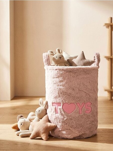 Sinsay - Úložný koš s nápisem TOYS - pastelová růžová