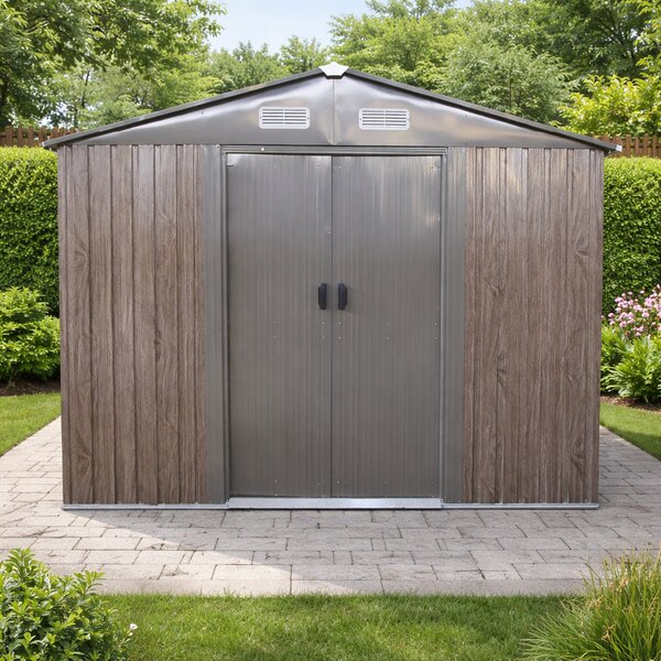Zahradní domek BestBerg BBSH-608WT / 5,3 m² / 205 x 257 x 202 cm / dekor tmavé dřevo/taupe