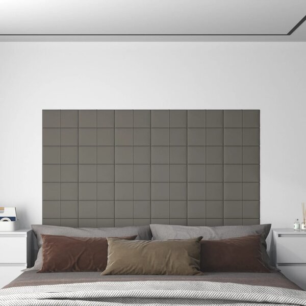 Nástěnné panely 12 ks světle šedé 30 x 15 cm samet 0,54 m²
