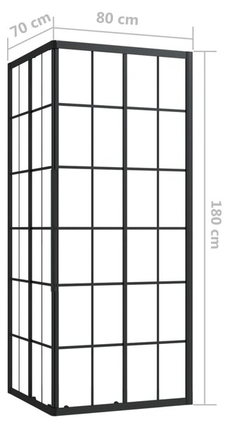 Sprchová zástěna BestBerg 150769 / 80 × 70 × 180 cm / černá/transparentní