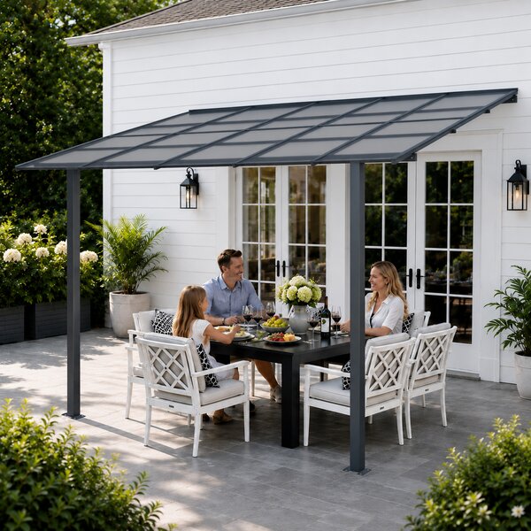 Luxusní zahradní pergola BestBerg PZ-KM1010 / 305 x 313 x 253 cm / antracit/šedá