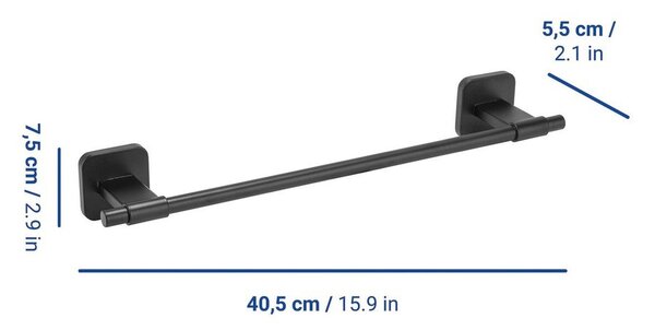 Matně černý držák na ručníky bez vrtání Turbo-loc z nerezové oceli Porto – Wenko