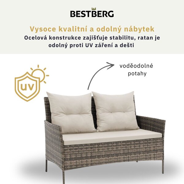 4dílná sada zahradního ratanového nábytku BestBerg Florence BBRF-1006BR / hnědá/krémová