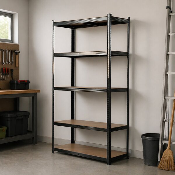 Kovový regál BestBerg BBMS-30B / 120 x 180 x 45 cm / 5 polic / černá/hnědá