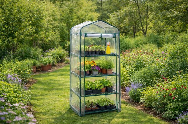 Mini fóliový skleník s policemi BestBerg BBGH-158 / 68 x 49 x 158 cm / černá/transparentní