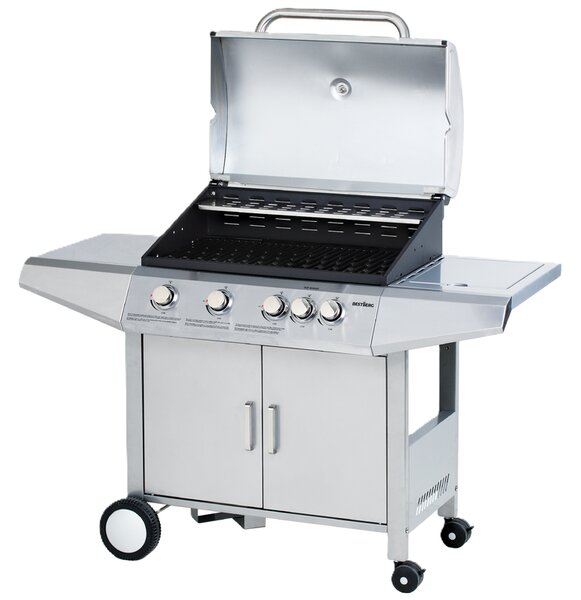 Plynový gril BestBerg BBBQ-24ST / 5 hořáků / 15,75 kW / stříbrná