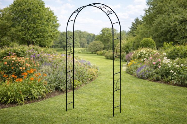 Kovový zahradní květinový oblouk BestBerg BBFA-20DA / 104 × 240 cm / černá