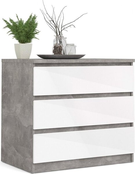 Tvilum Komoda Simplicitous III beton/bílá lesk
