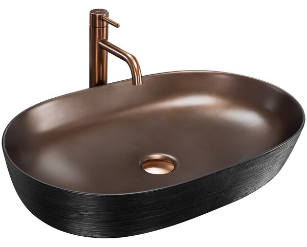 Keramické umyvadlo na desku CLEO 61 Copper Bush / Black
