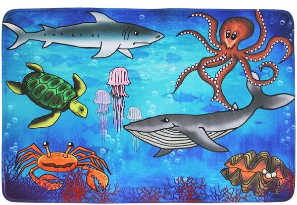 Breno Kusový koberec Sea World, 76,5x117 cm, Vícebarevné/Modrá