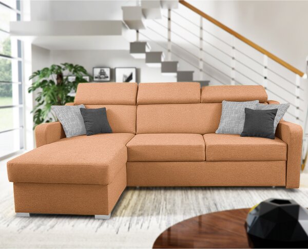 Sedací souprava MIKELI | 232x158 cm | UNI | rozkládací + úložný prostor | AKCE | broskvová 08