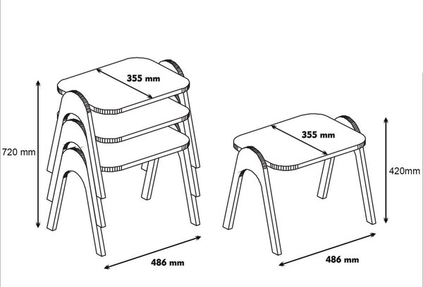 Kalune Design Sada 3 odkládacích stolků PARIS ořech