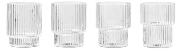 FERM LIVING Skleničky na panáky Ripple, Clear, sada 4 kusů