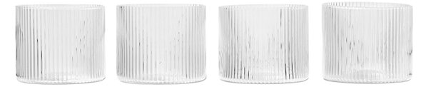 FERM LIVING Nízké skleničky Ripple, Clear, sada 4 kusů