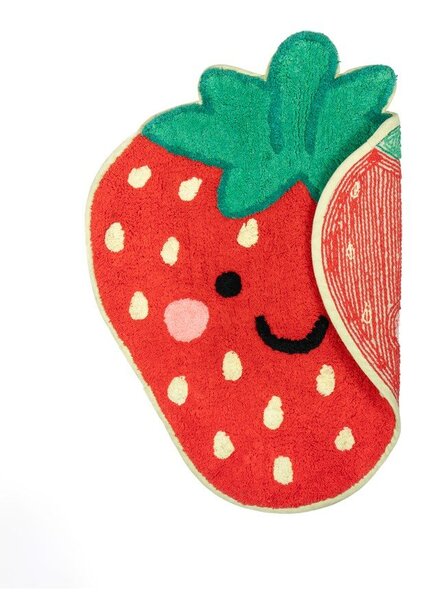 Červený bavlněný dětský koberec 60x52 cm Strawberry – Sass & Belle